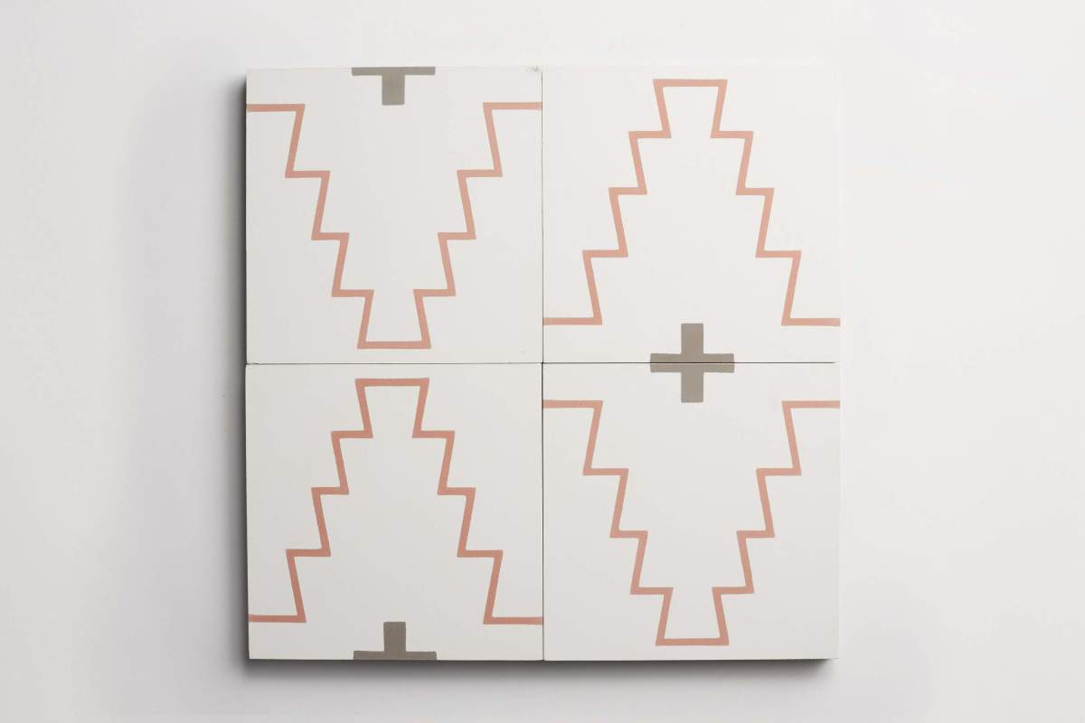 Tile concrete cement new west pattern one red clay.