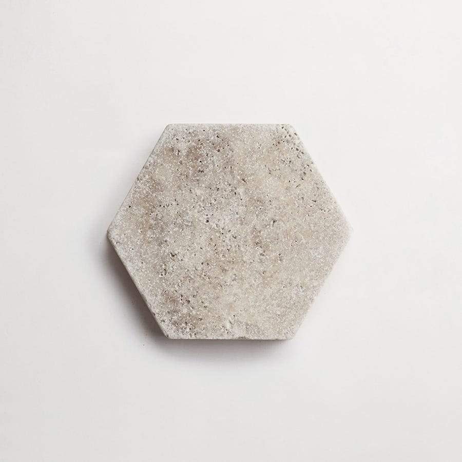 clé lapidary: pantry pavers | hex | tumbled | shale | sample ~ 6"x6¾"x⅜"