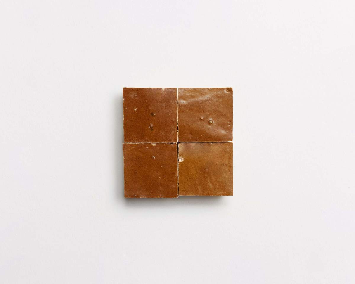 Golden henna zellige moroccan terracotta tile.