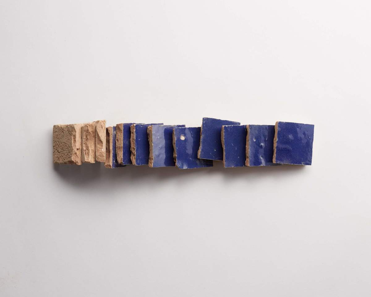 Zellige tile ancient sea dark blue 2" square.