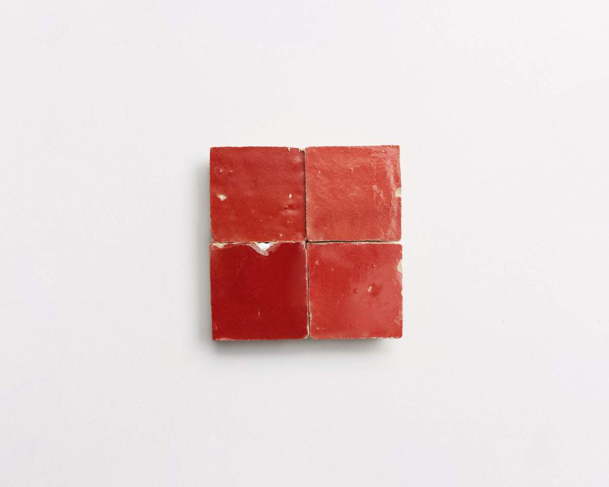 Zellige tiles palace red 2" square.