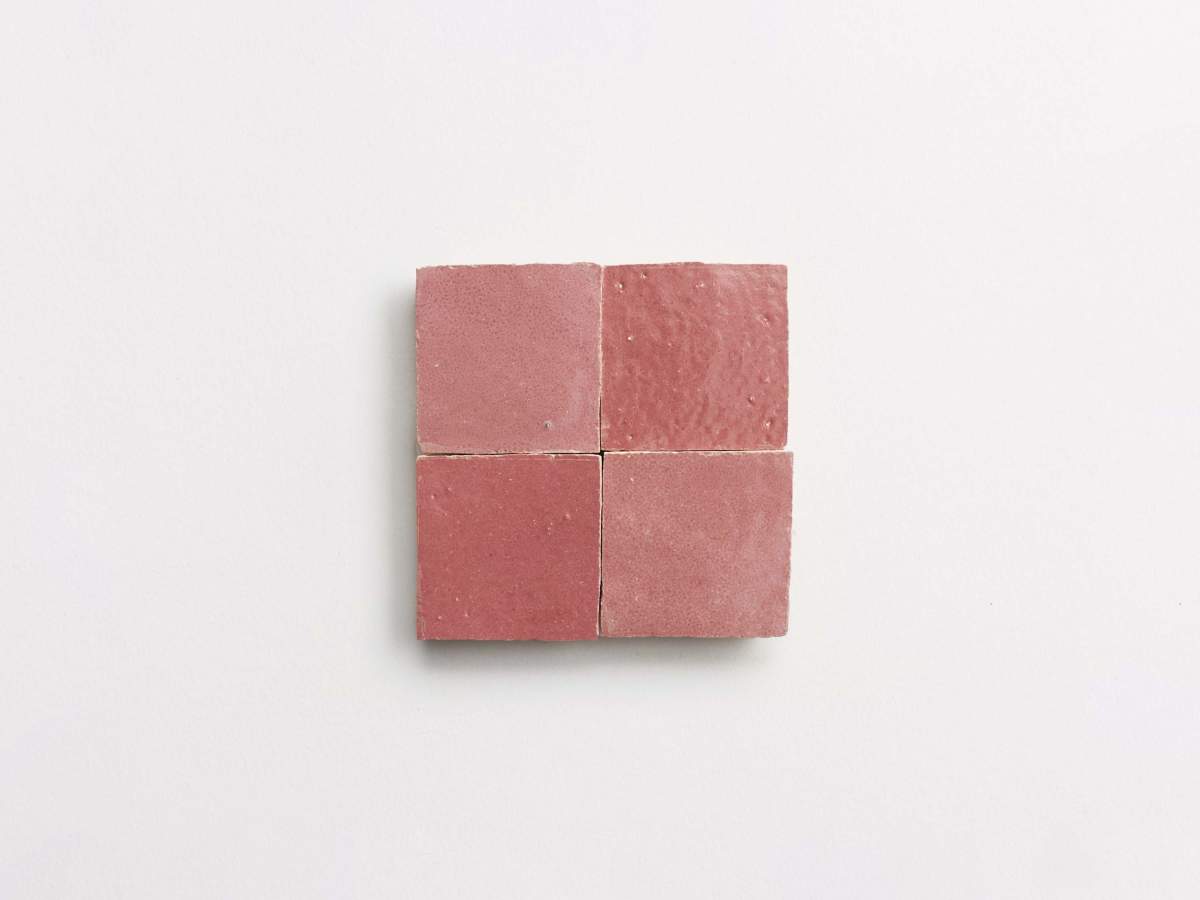 Blushing mistress 2" zellige unmounted square tile.