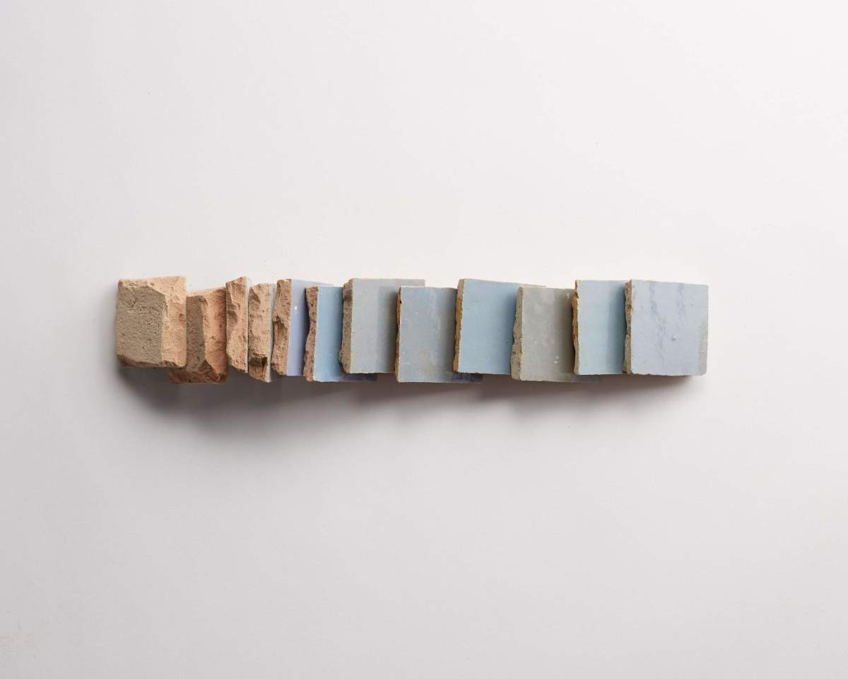 Shattered pearl unmounted zellige moroccan terracotta tile.