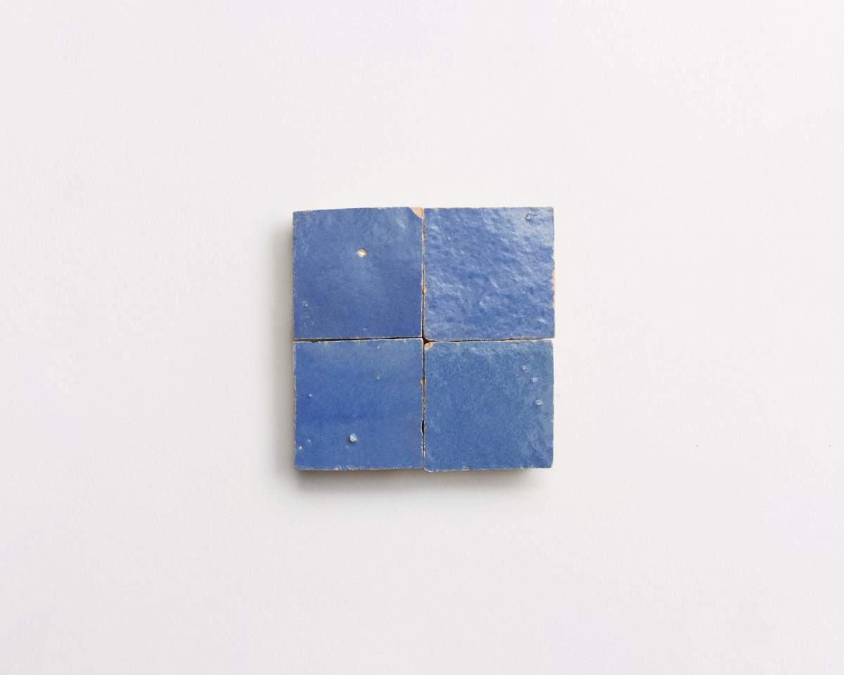 Zellige tiles classic cerulean blue 2" square.