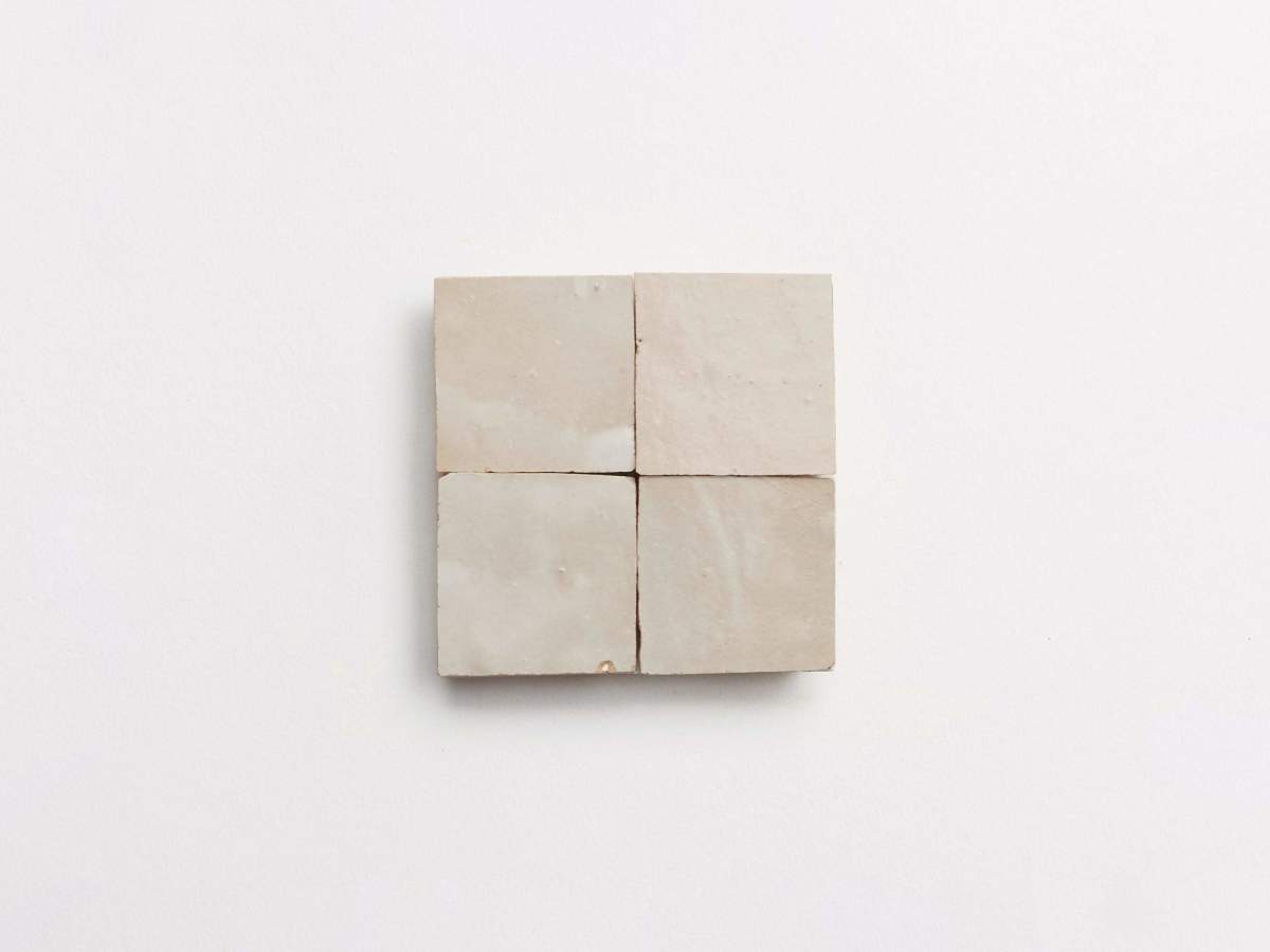 Zellige tile neutral tile parched vellum 2" square.