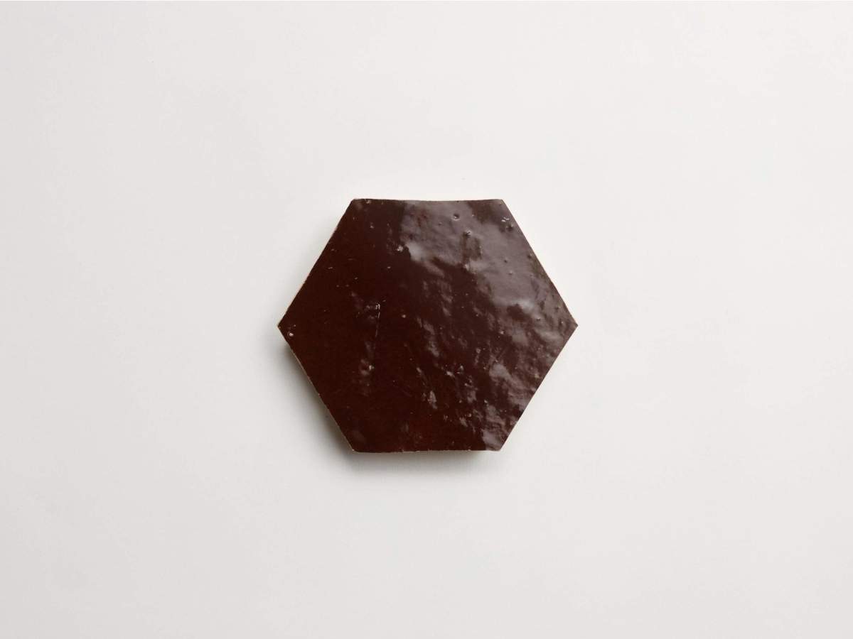 Zellige tile moroccan argan brown hexagon.