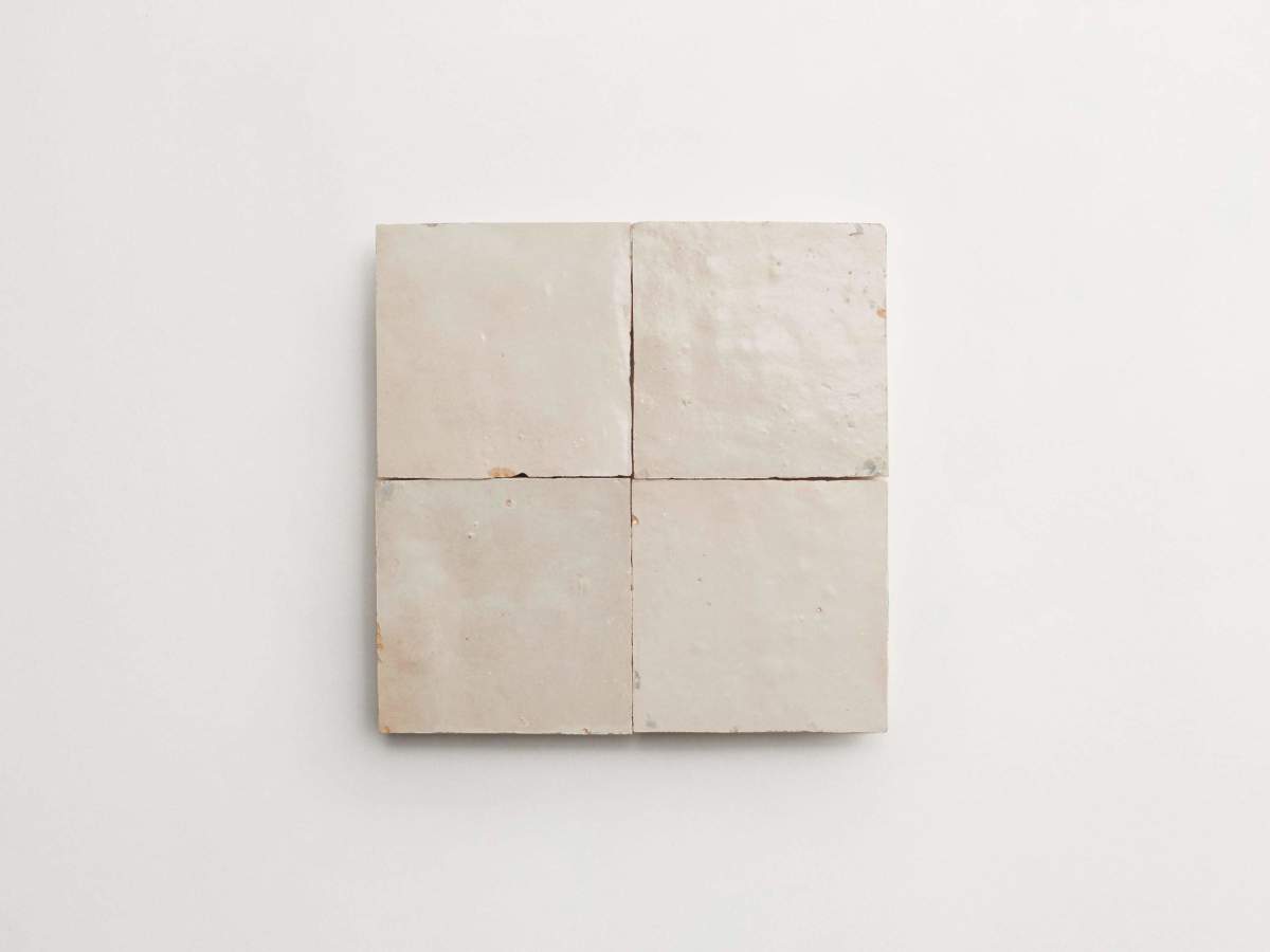 Zellige tile warm neutral parched vellum 4" square.