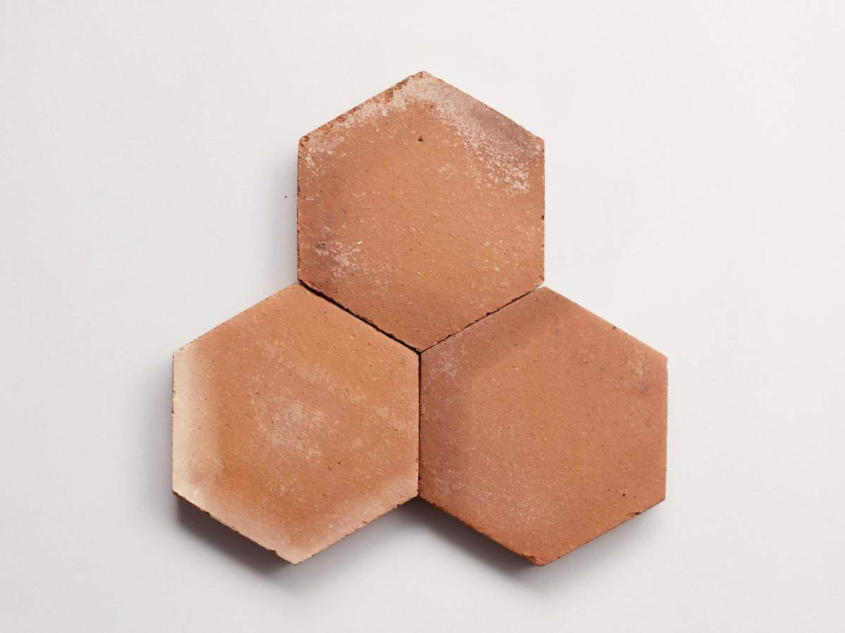 Terracotta tile le sol petit hex.