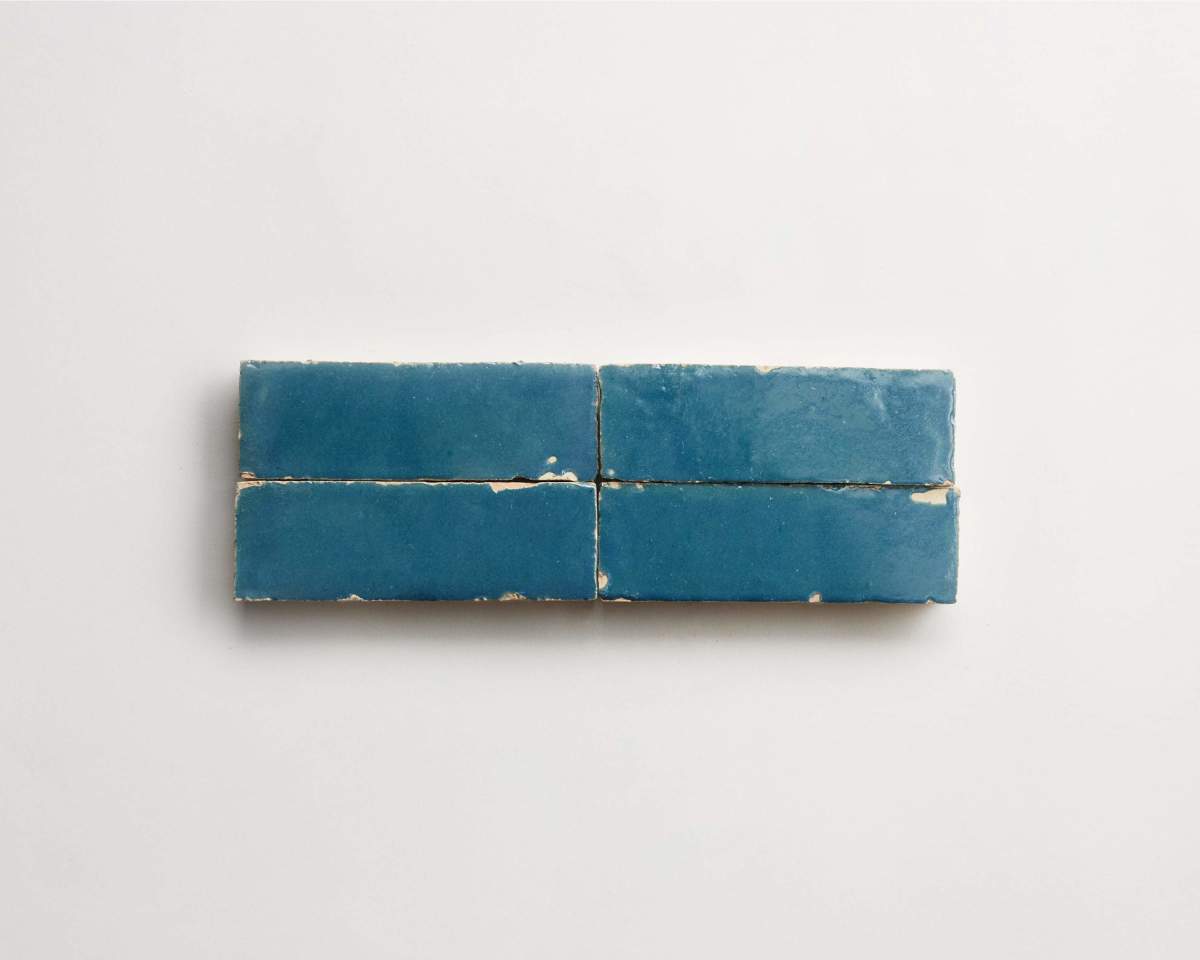 Dark teal zellige tile fired opal subway bejmat.