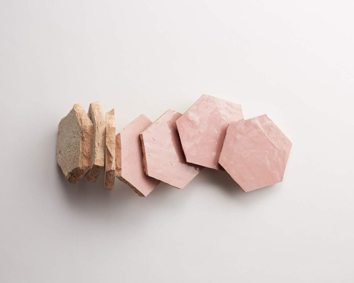 Pink zellige tile moroccan vintage rose hexagon.