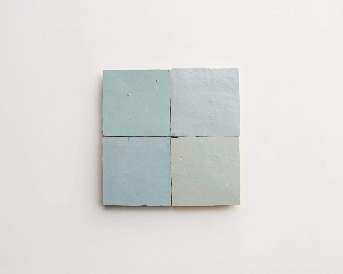 Zellige tiles tea ceremony celadon 4" square.