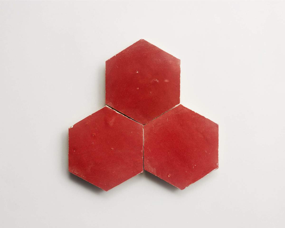 Red zellige tiles terracotta palace red hexagon.