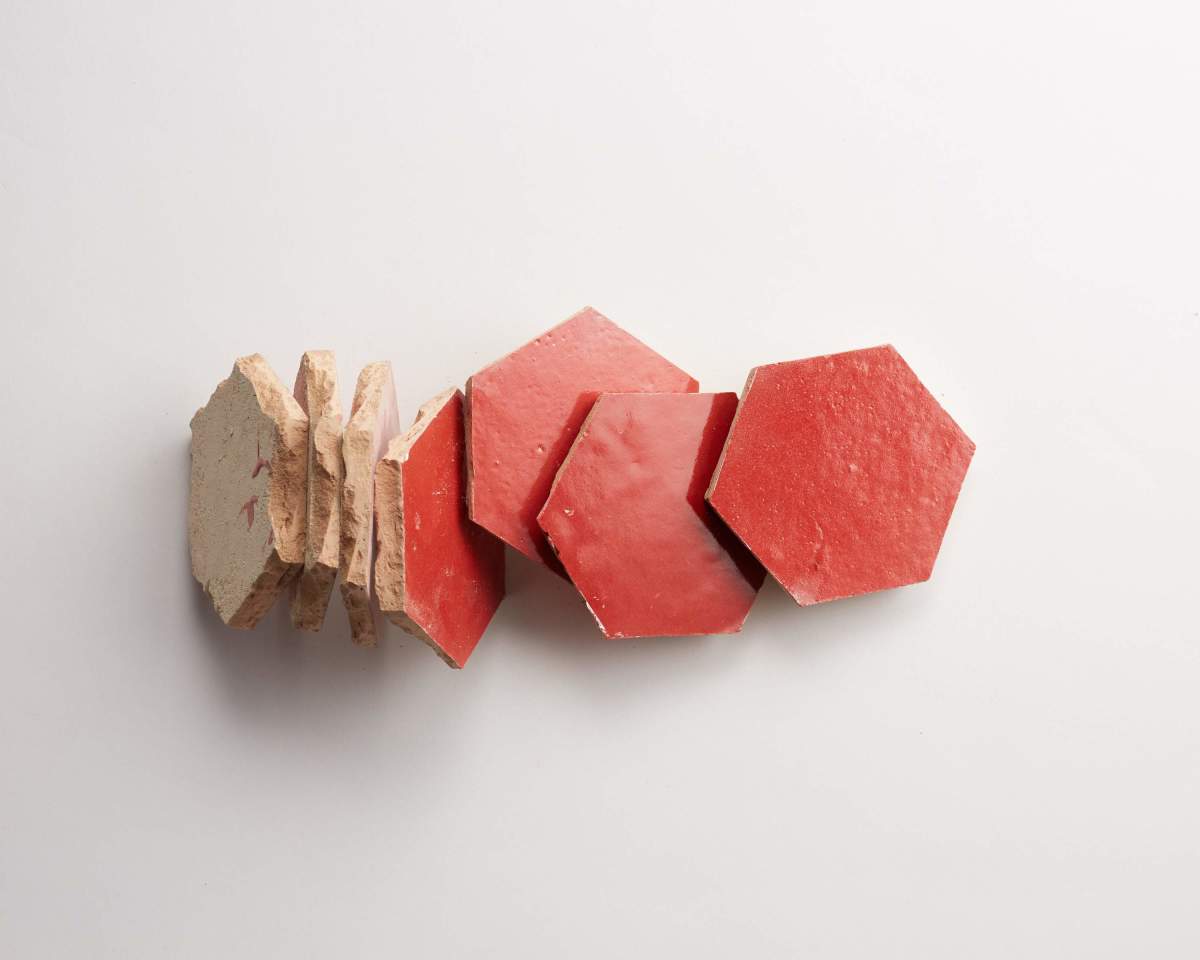 Red zellige tiles terracotta palace red hexagon.