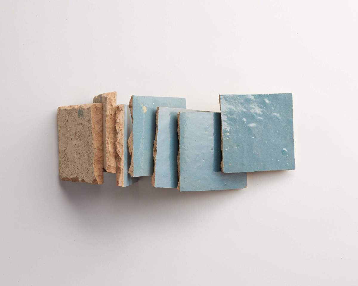Zellige tiles pending storm blue 4" square.