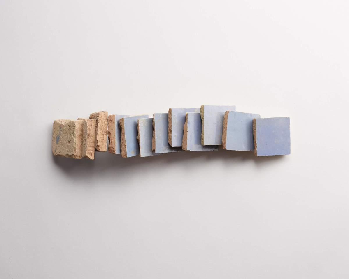 Zellige tiles sky bloom blue 2" square.