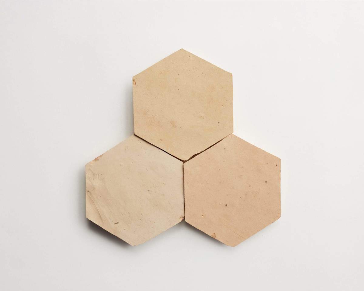 Zellige tile moroccan unglazed natural hexagon.