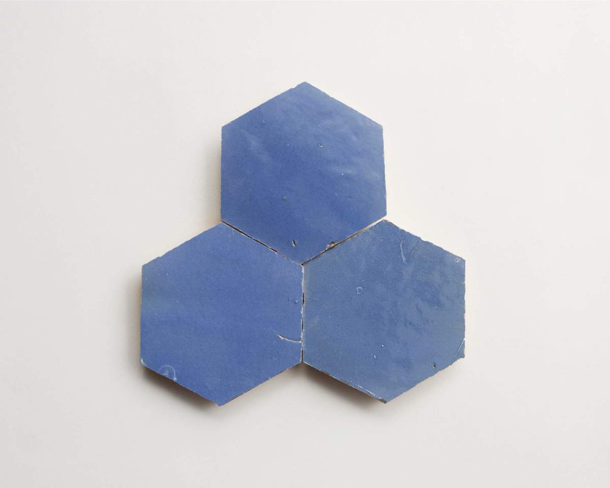 Zellige tile classic cerulean 3.5 x 4 square.