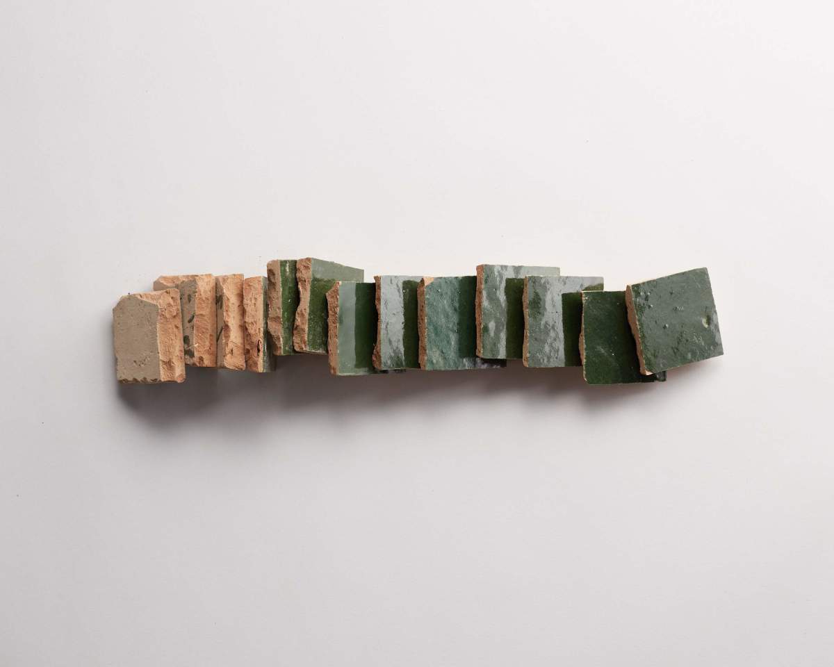 Zellige tiles cindered olive green 2" square.