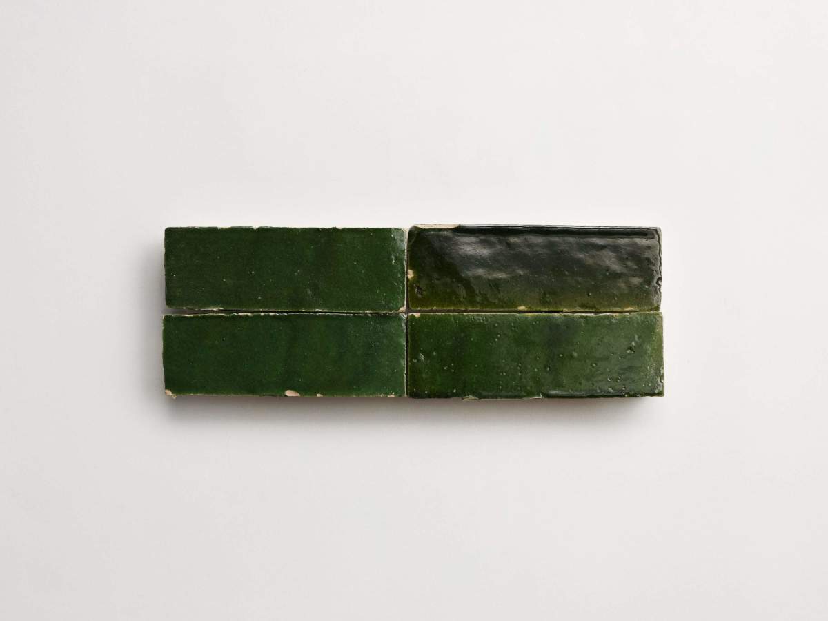 Olive green zellige tile cindered olive subway.