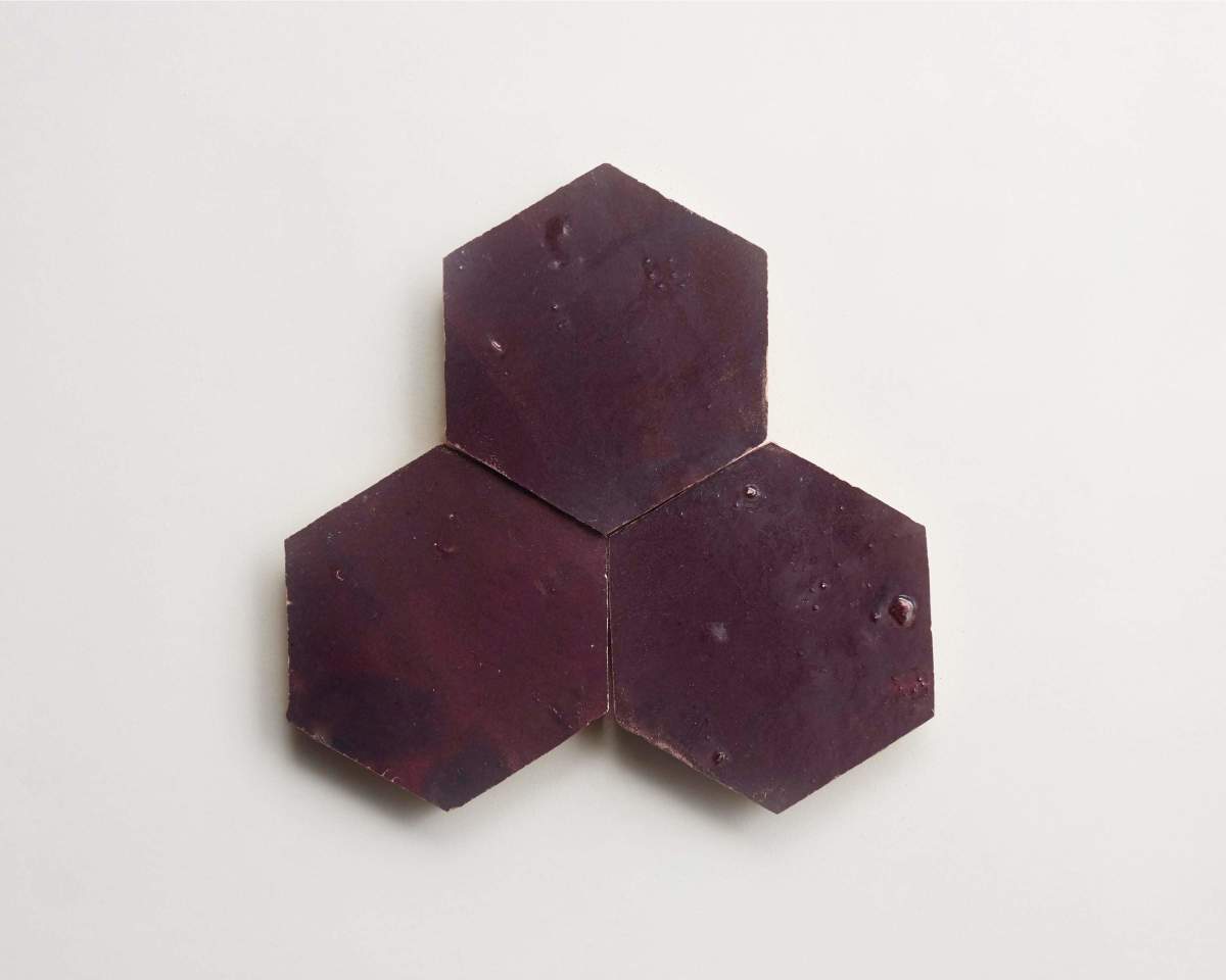 Deep purple zellige tile midnight port hexagon.