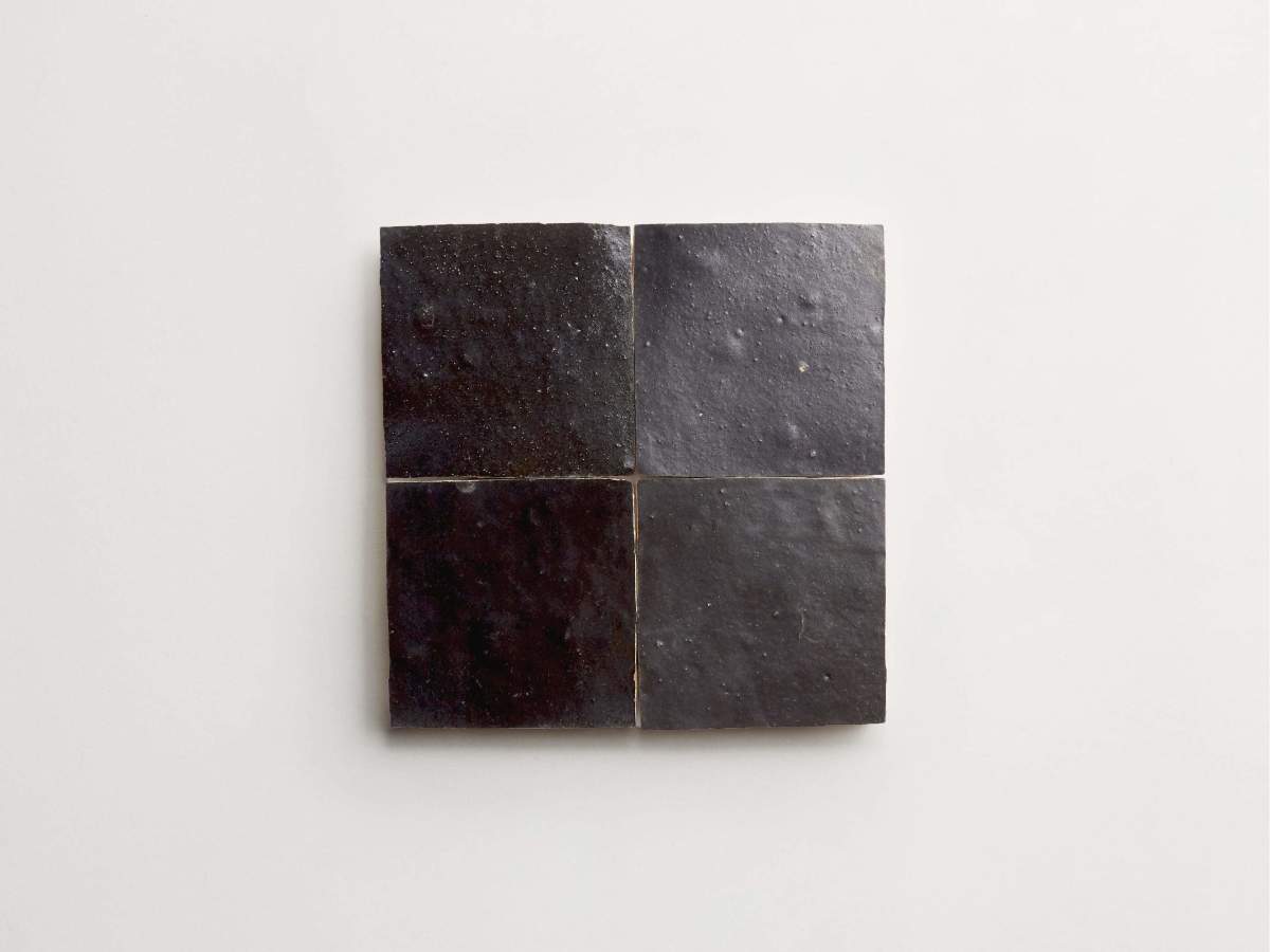 Zellige tiles charred cedar black 4" square.