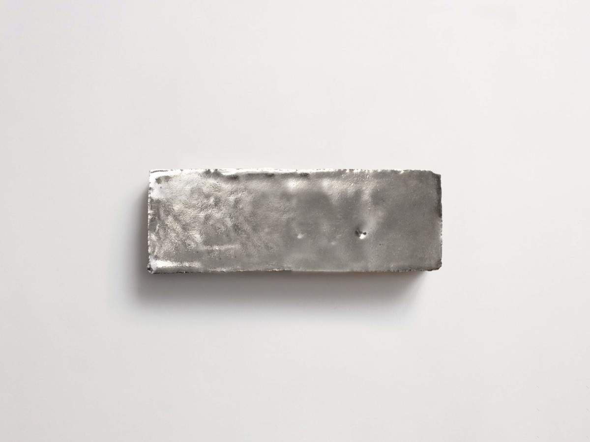 Silver zellige tile platinum subway bejmat tile.