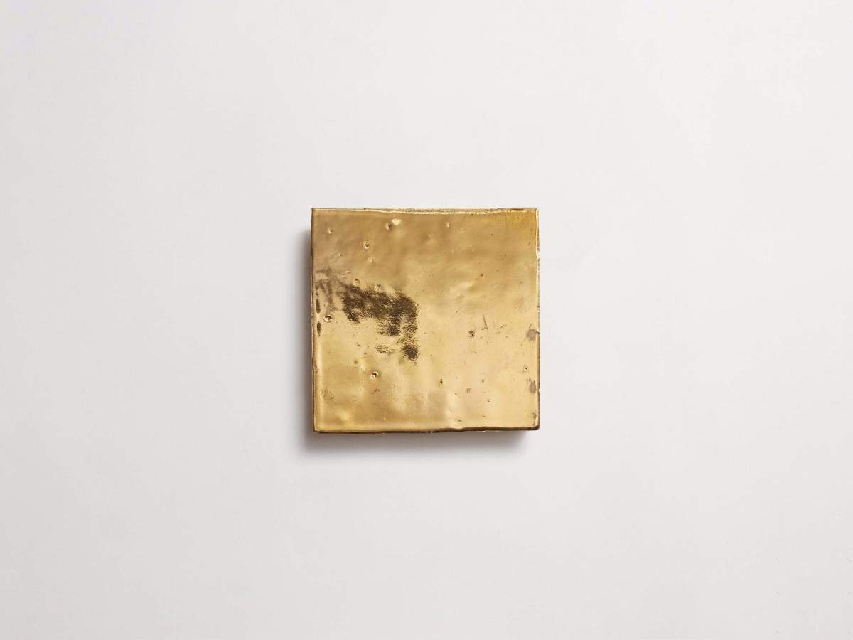 Zellige tiles moroccan 24k gold 4" square tile.