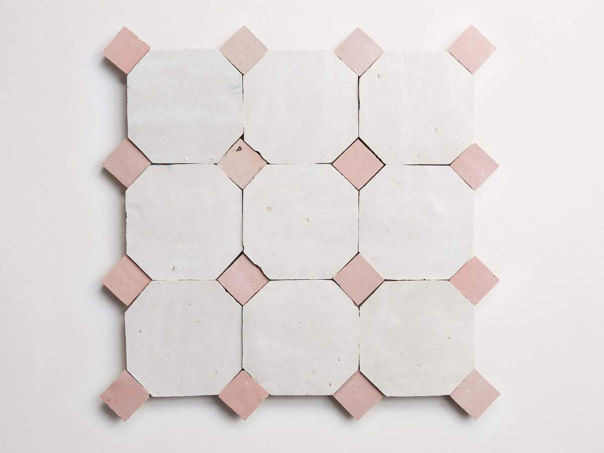Weathered white octagon & vintage rose bouchon zio & sons + tile.