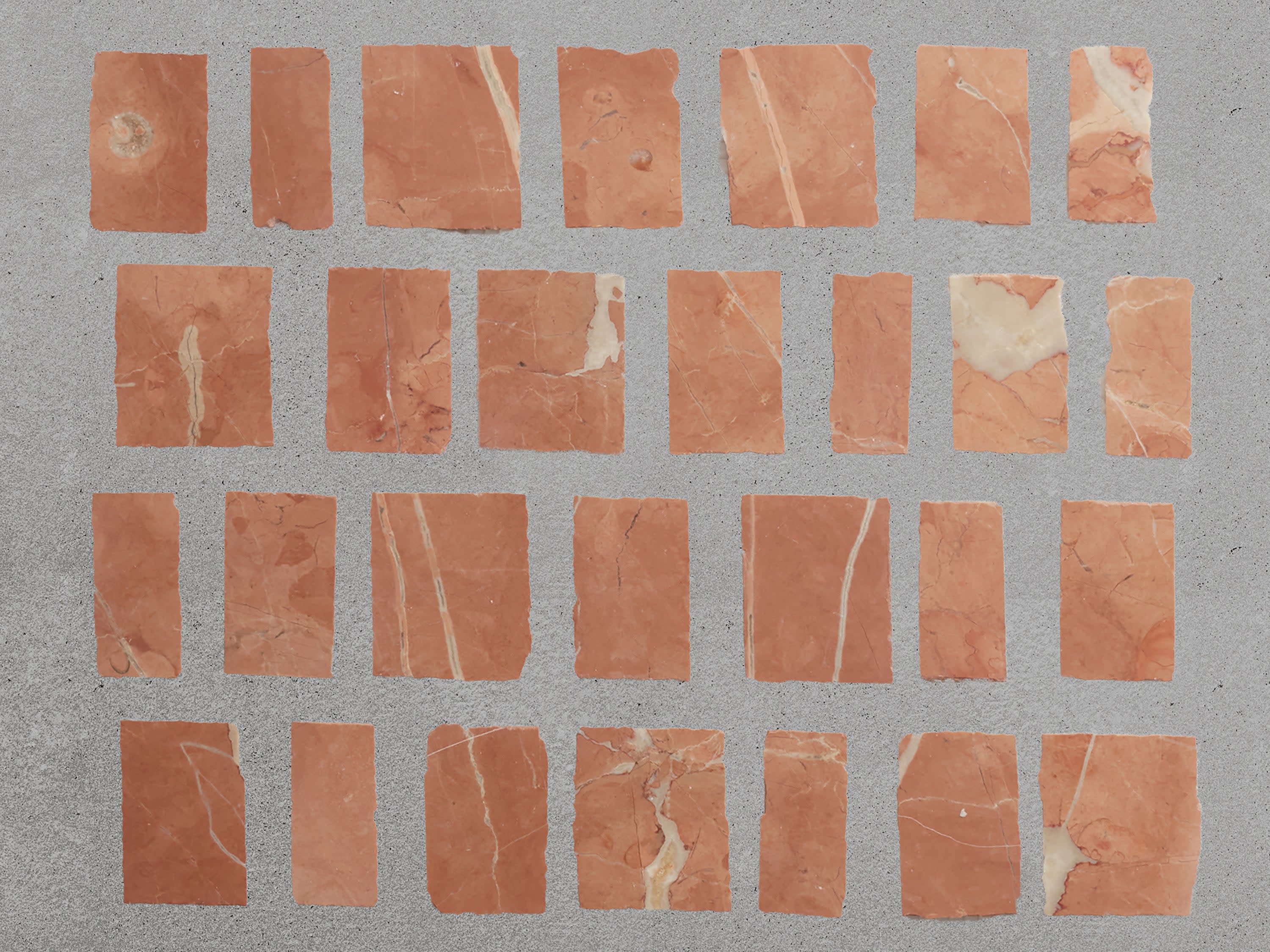 red marble | rojo alicante | large grout joint mosaic | clé