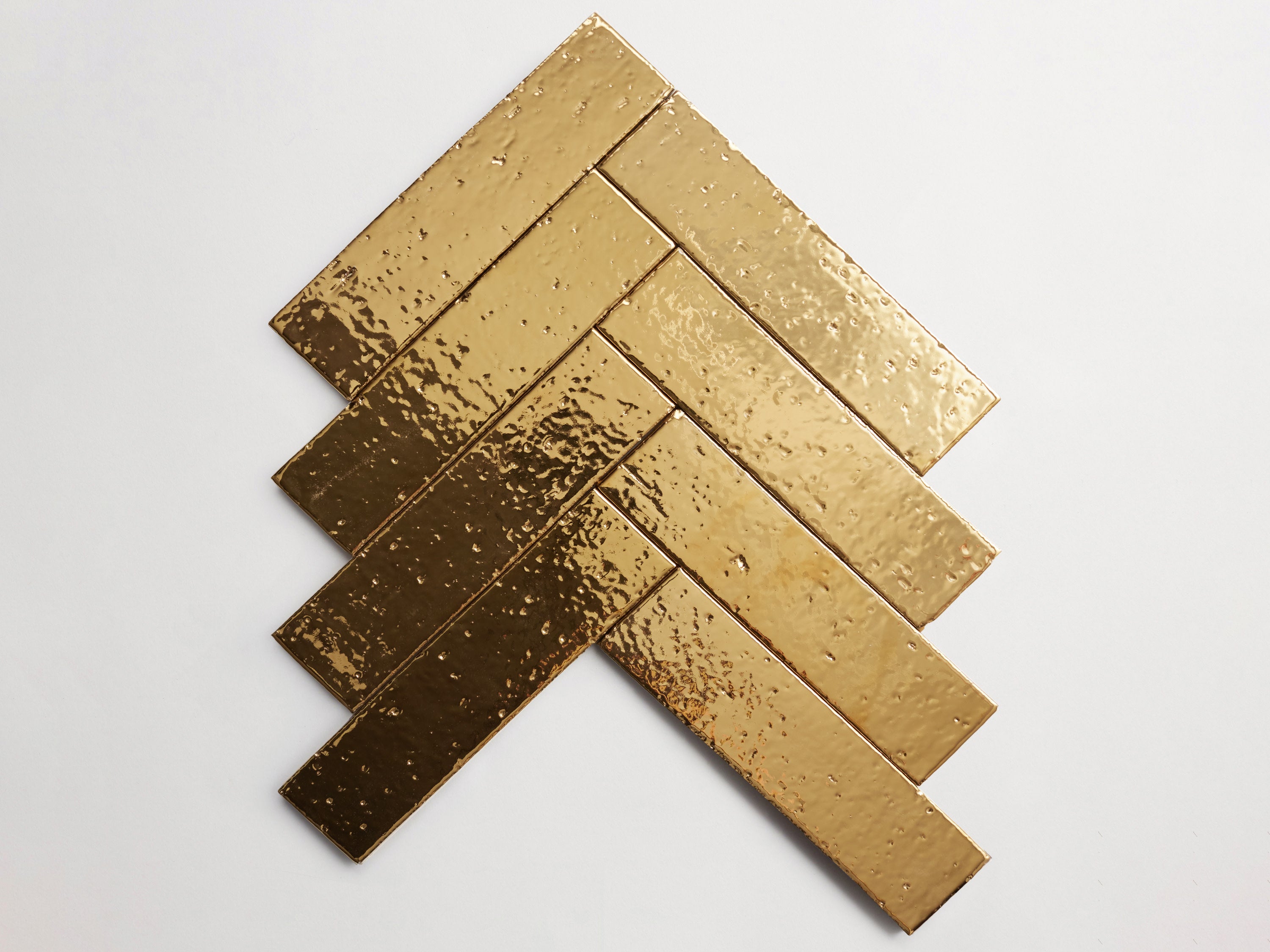 modern farmhouse brick tile | gilt gold gloss | 9.5 x2.5