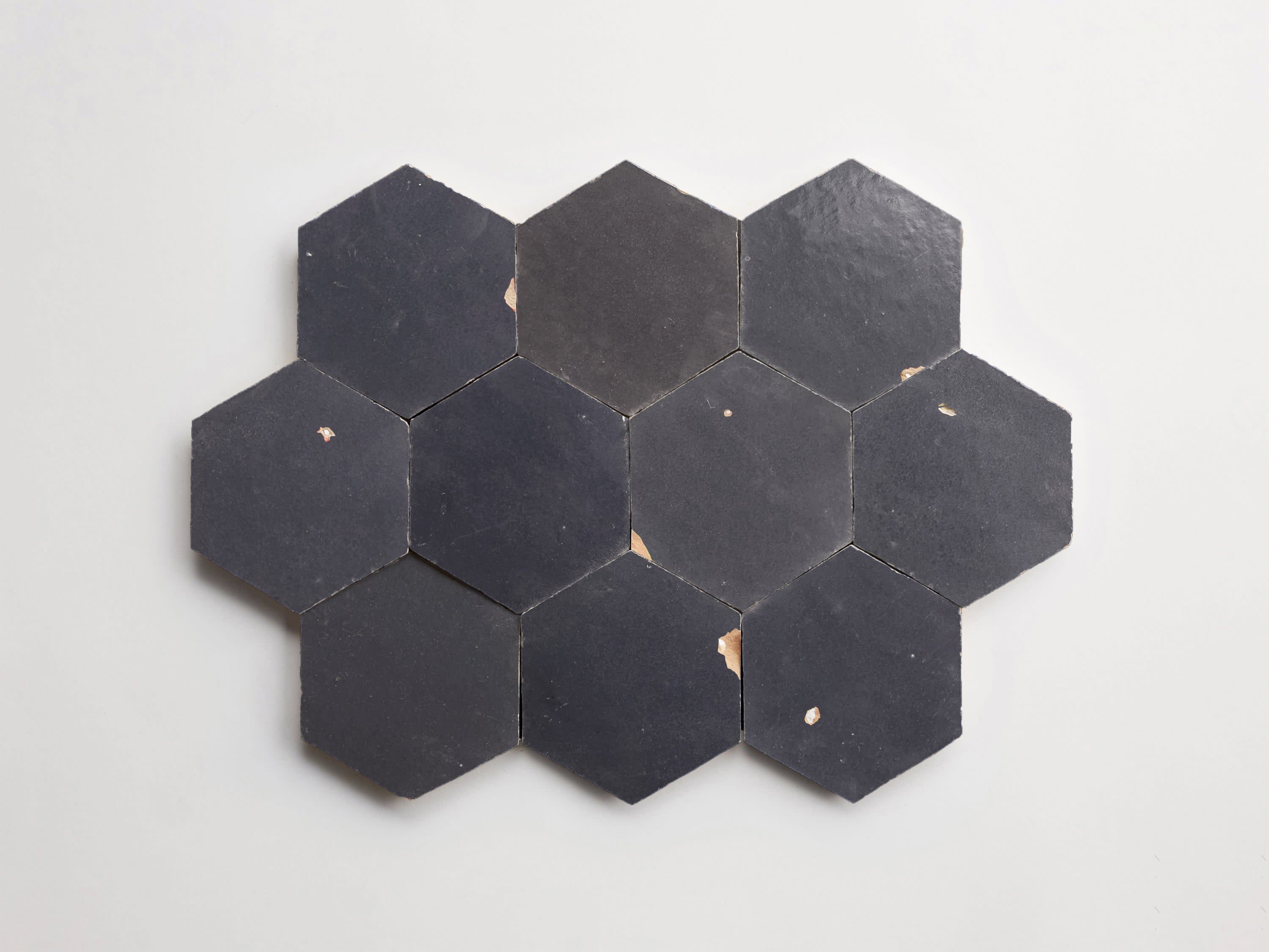 zellige tile | battled armor dark grey hexagon | clé