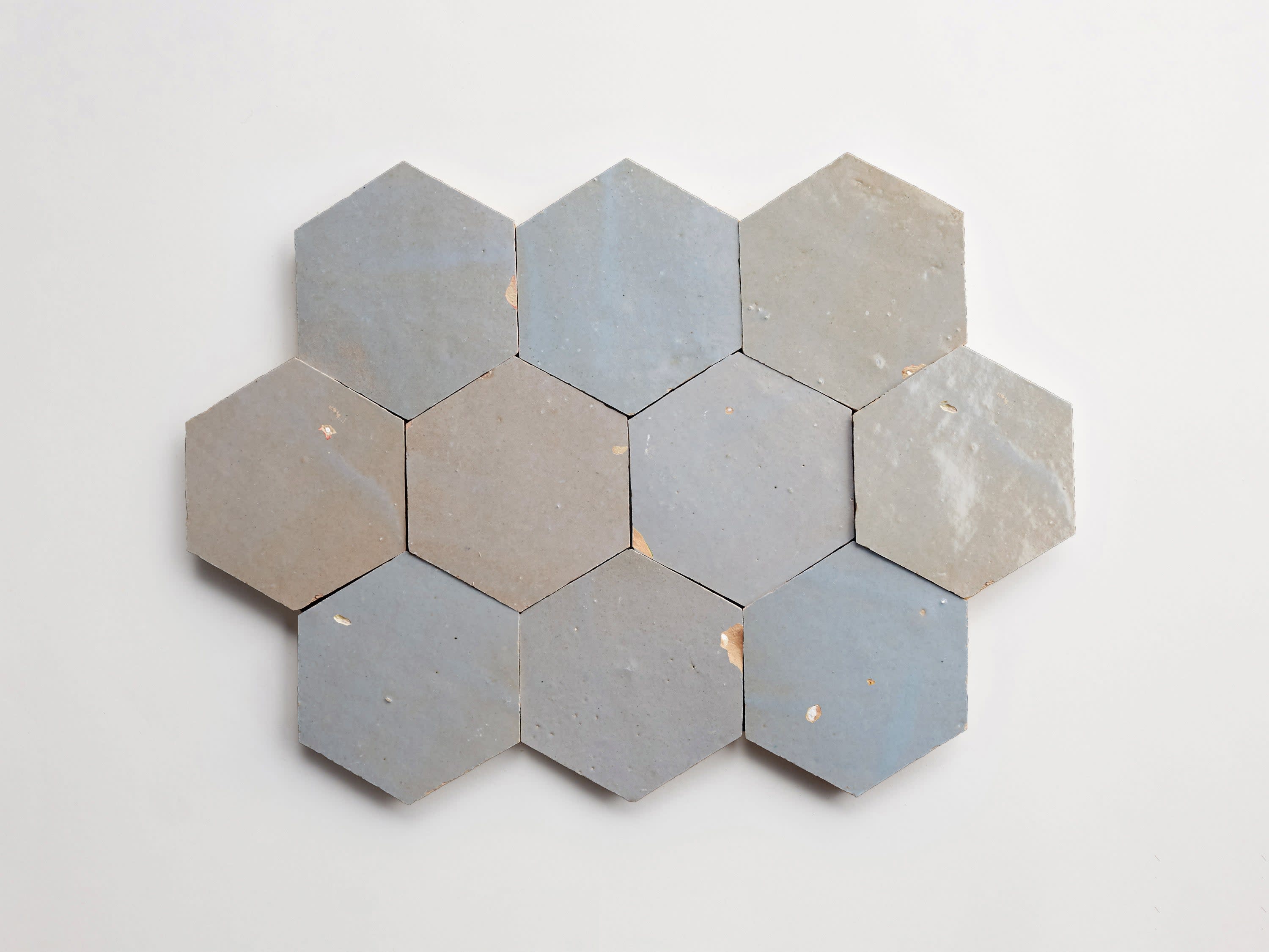 light blue zellige tile | shattered pearl hexagon | clé
