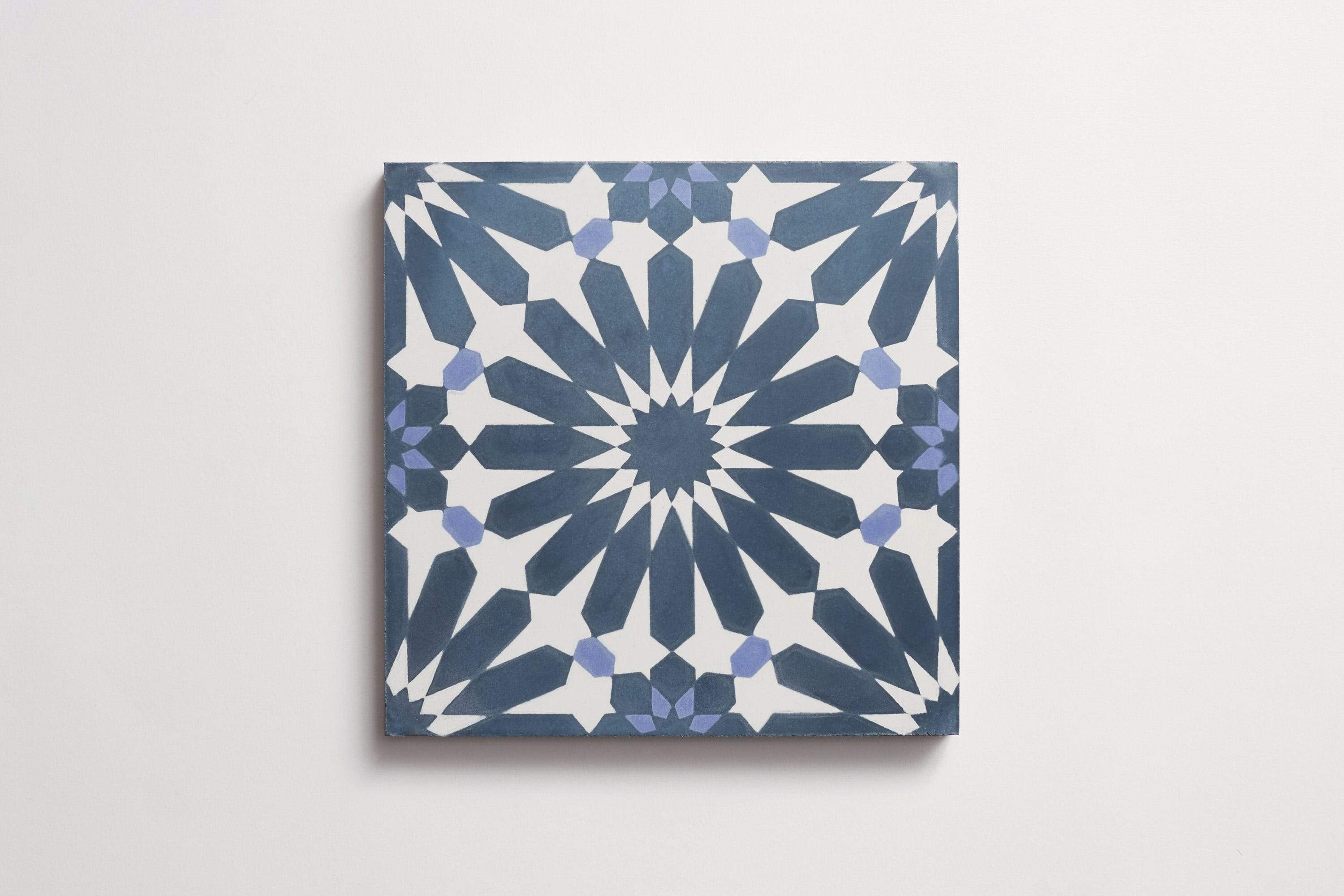 ダイヤグラム 染め フォックス ブルーフォックス ベスト ジレ 裏地総柄 clé tile | alhambra | concrete cement | blue | moroccan
