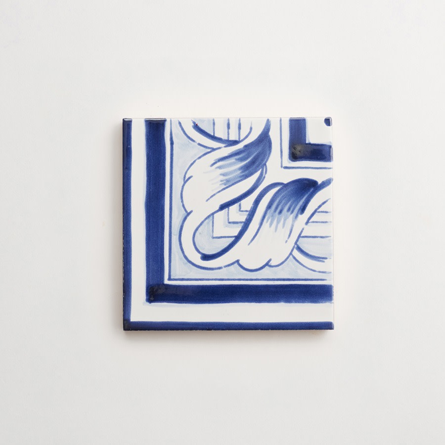 painted blue ceramic delft tile square majolica backsplash