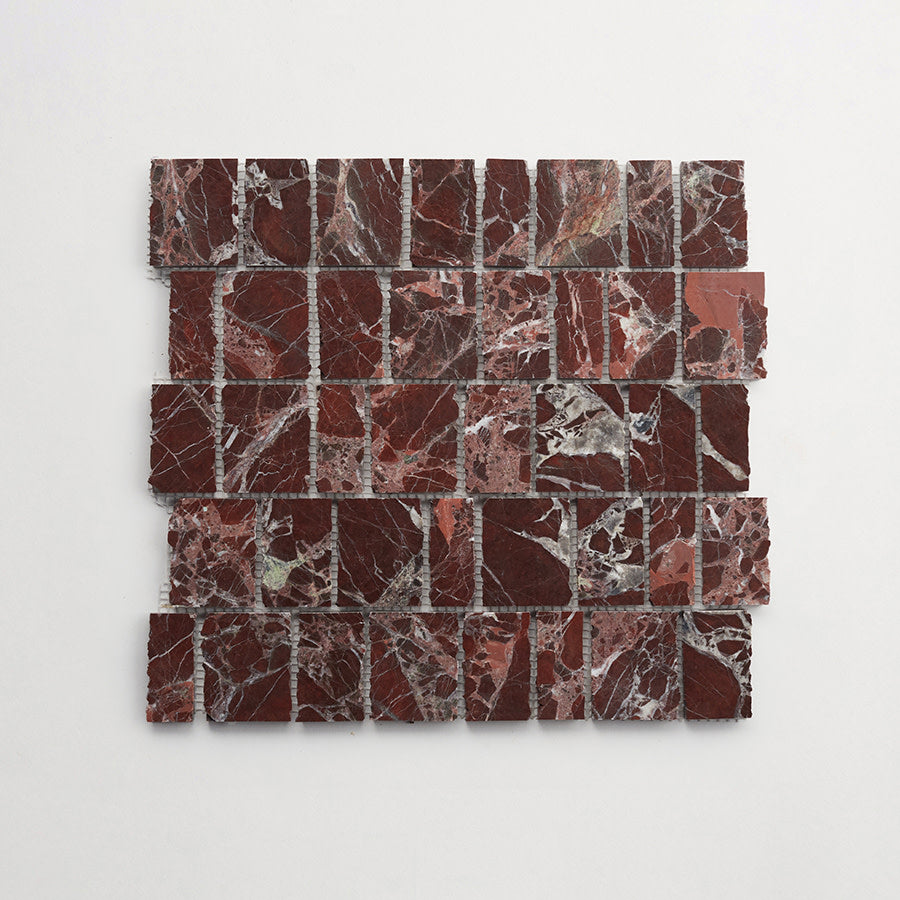 Lapidary stone tile | Rough Cut Mosaic Sheet | Red | clé