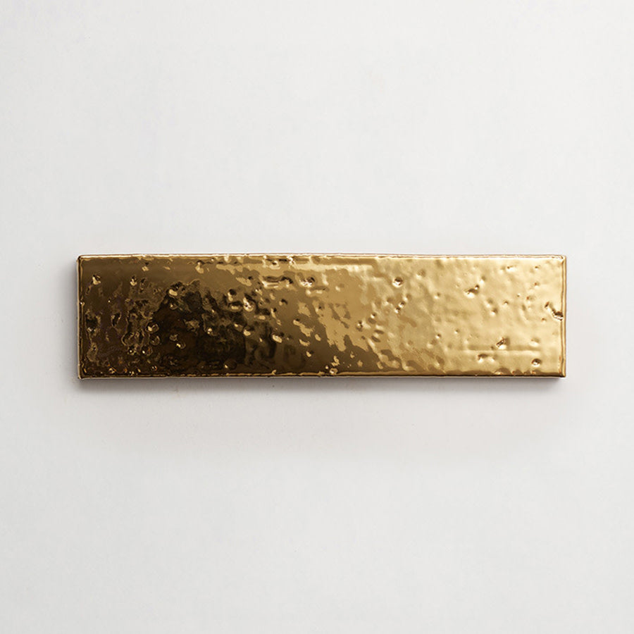 modern farmhouse brick tile | gilt gold gloss | 9.5 x2.5