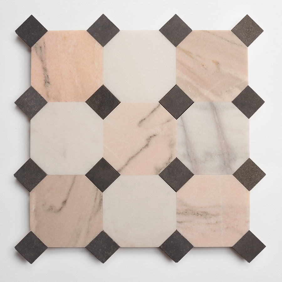 Stone tile | octagon | Pink/Grey | Honed | zio & sons + clé