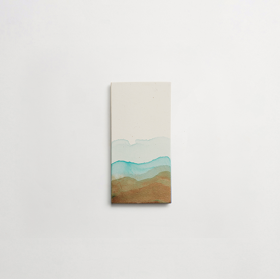 Ceramic Shibori Tile | White 8x4 | Yellow Dip | clé tile