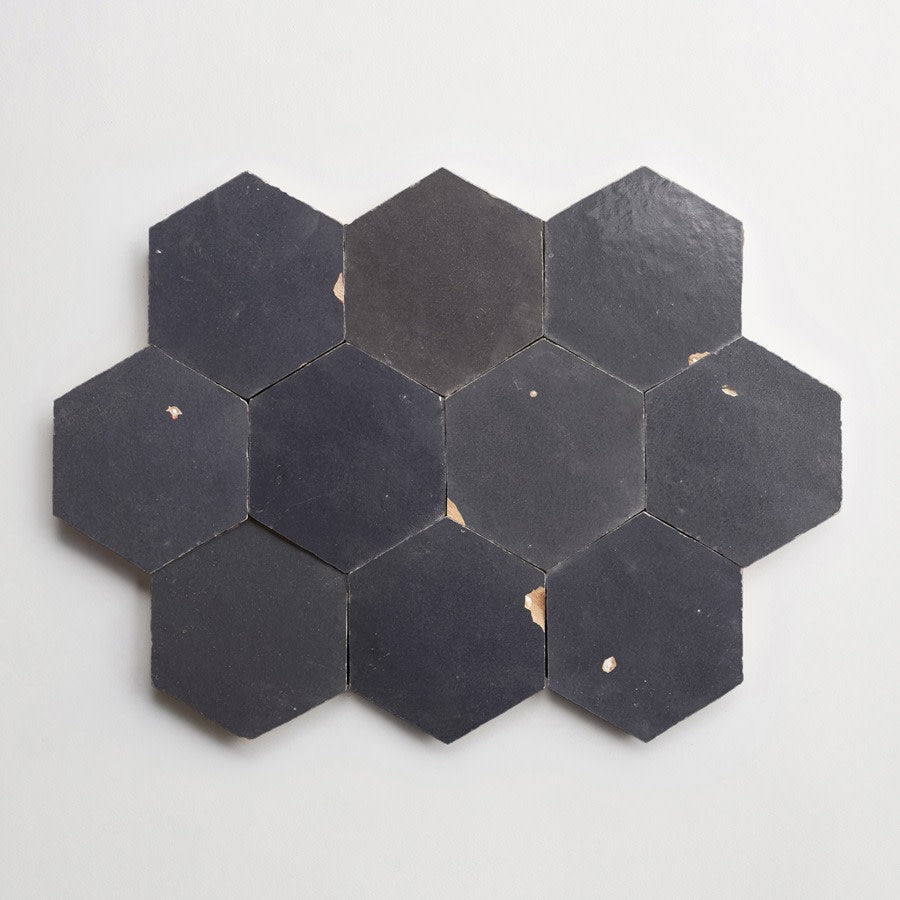 zellige tile | battled armor dark grey hexagon | clé