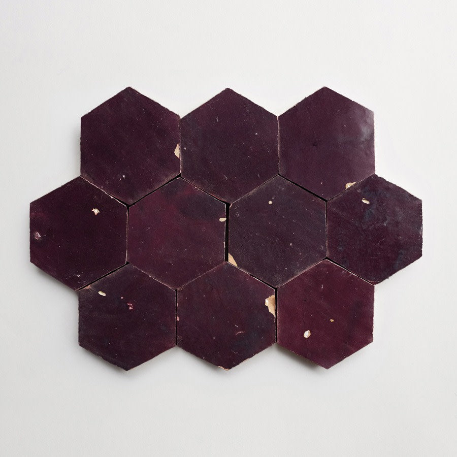 deep purple zellige tile | midnight port hexagon | clé