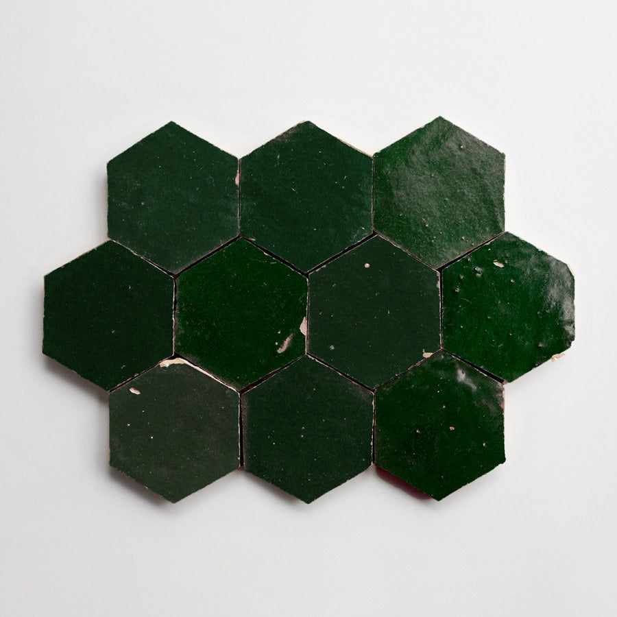 セルディア　バジル dark green zellige tile | cindered olive hexagon | clé