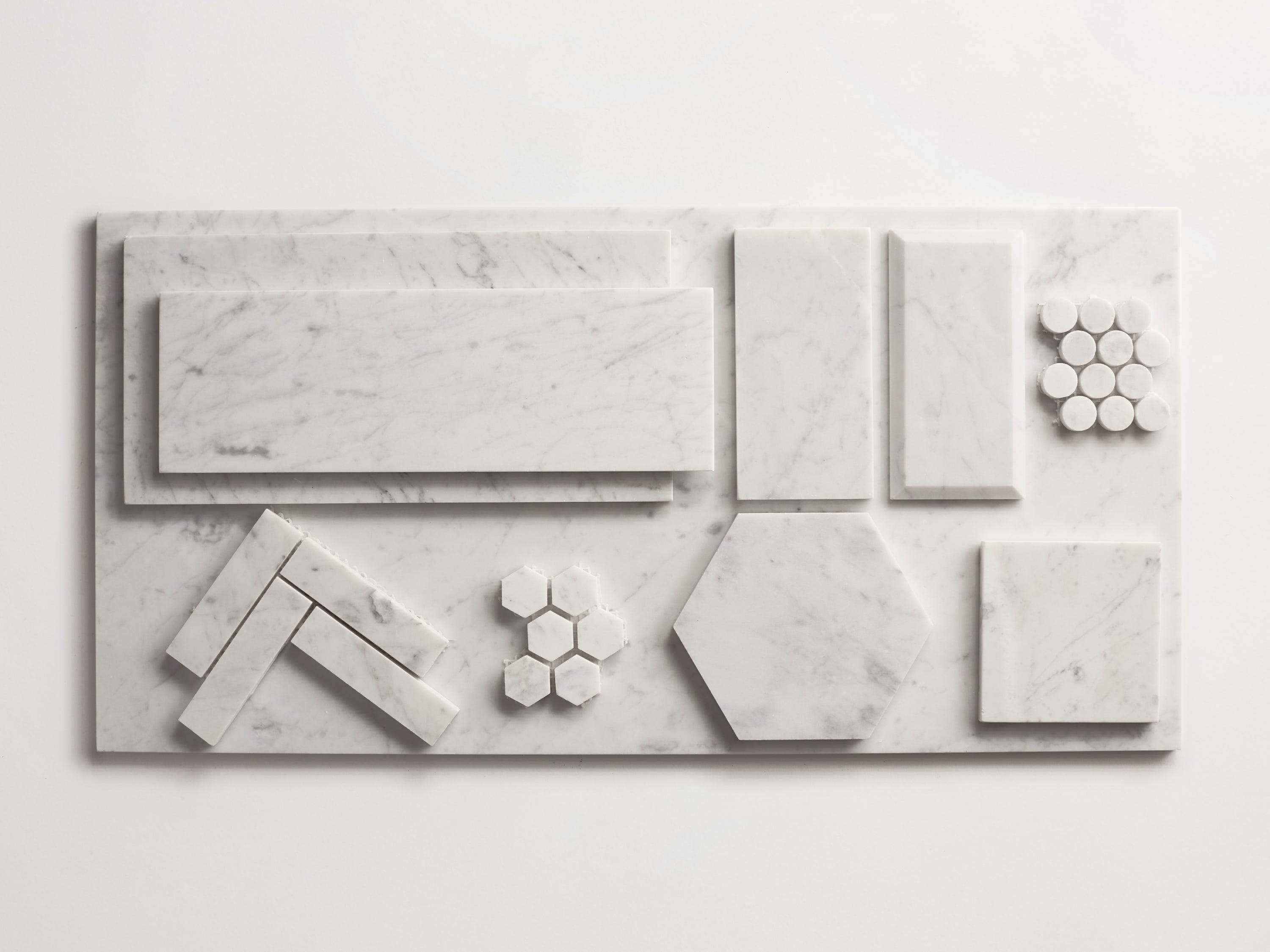 clé tile | carrara marble | white stone | hex sheet