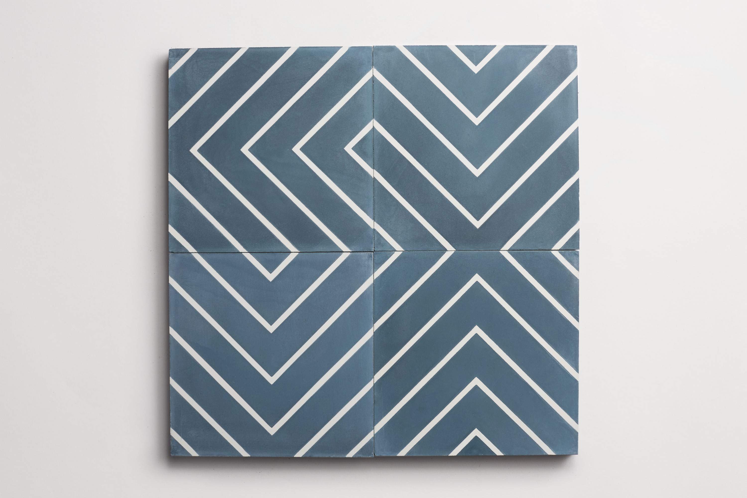 clé tile | concrete cement | zenith | pinstriped | federal blue