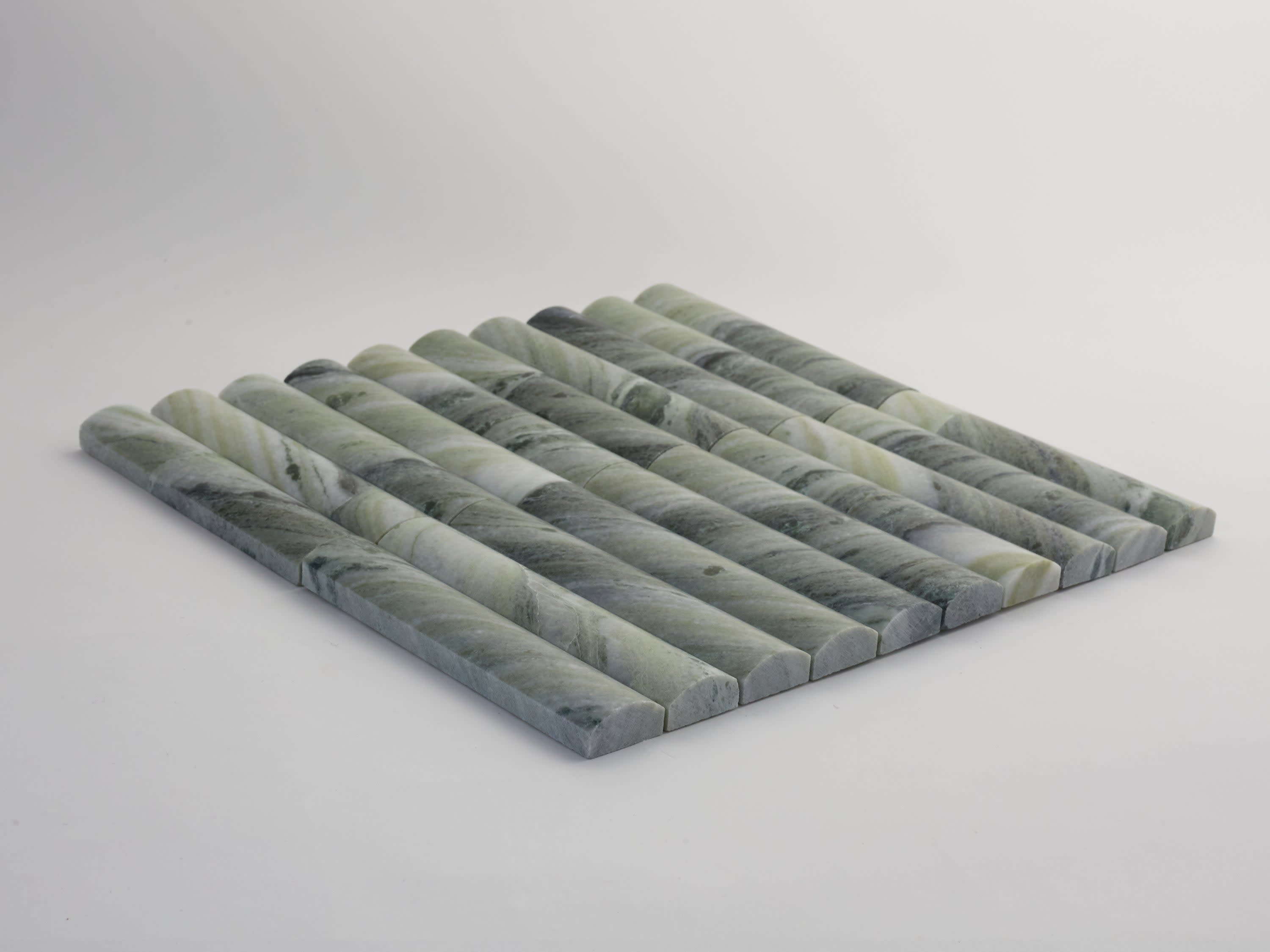 green marble | rounded 3d-tile | lapidary cabochon short