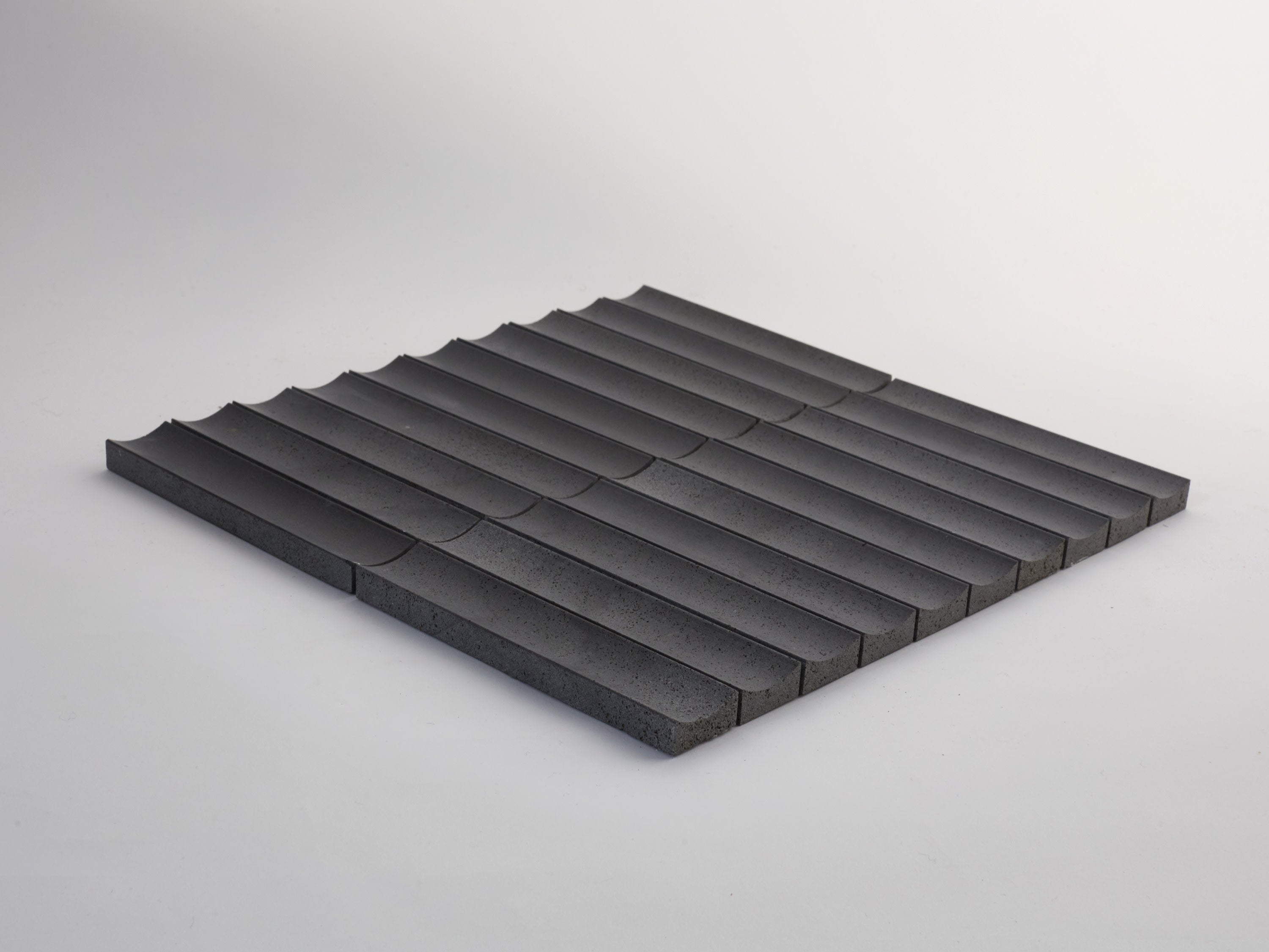lapidary mosaic fluted tile sheet| warm black | 6 x 1.25